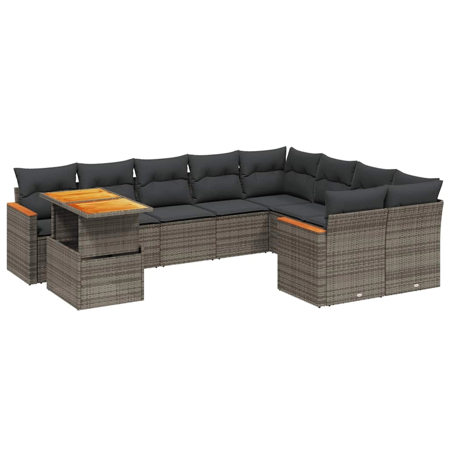 vidaXL 10-Tlg Garten-Sofagarnitur mit Kissen Grau Poly Rattan 3273244 günstig online kaufen