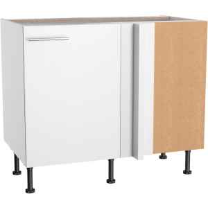 Weißer Optifit Eckunterschrank Bengt932, 100x87x58 cm, mit Tür und Einlegeboden. Küchen Eckschrank für mehr Stauraum.