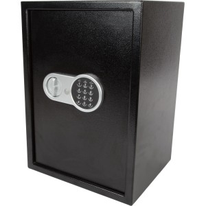 Schwarzer Perel Safe mit elektronischem Codeschloss, 500x350x350 mm, zur sicheren Aufbewahrung.