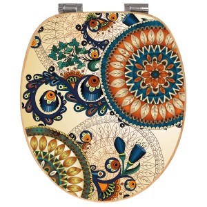 Banjado WC-Sitz aus Bambus mit Mandala-Motiv und Absenkautomatik.