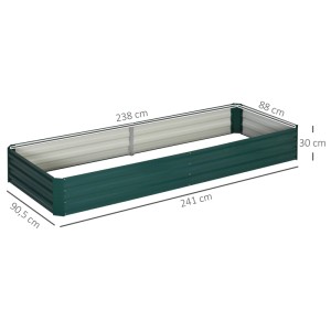 Outsunny Garten-Bett aus verzinktem Stahl, grün, mit Maßangaben. Ideal als Blumenkasten oder Hochbeet.