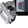 Einhell TC-BJ 900 Flachdübelfräse, Detailansicht der Aluminium-Grundplatte und Fräse.
