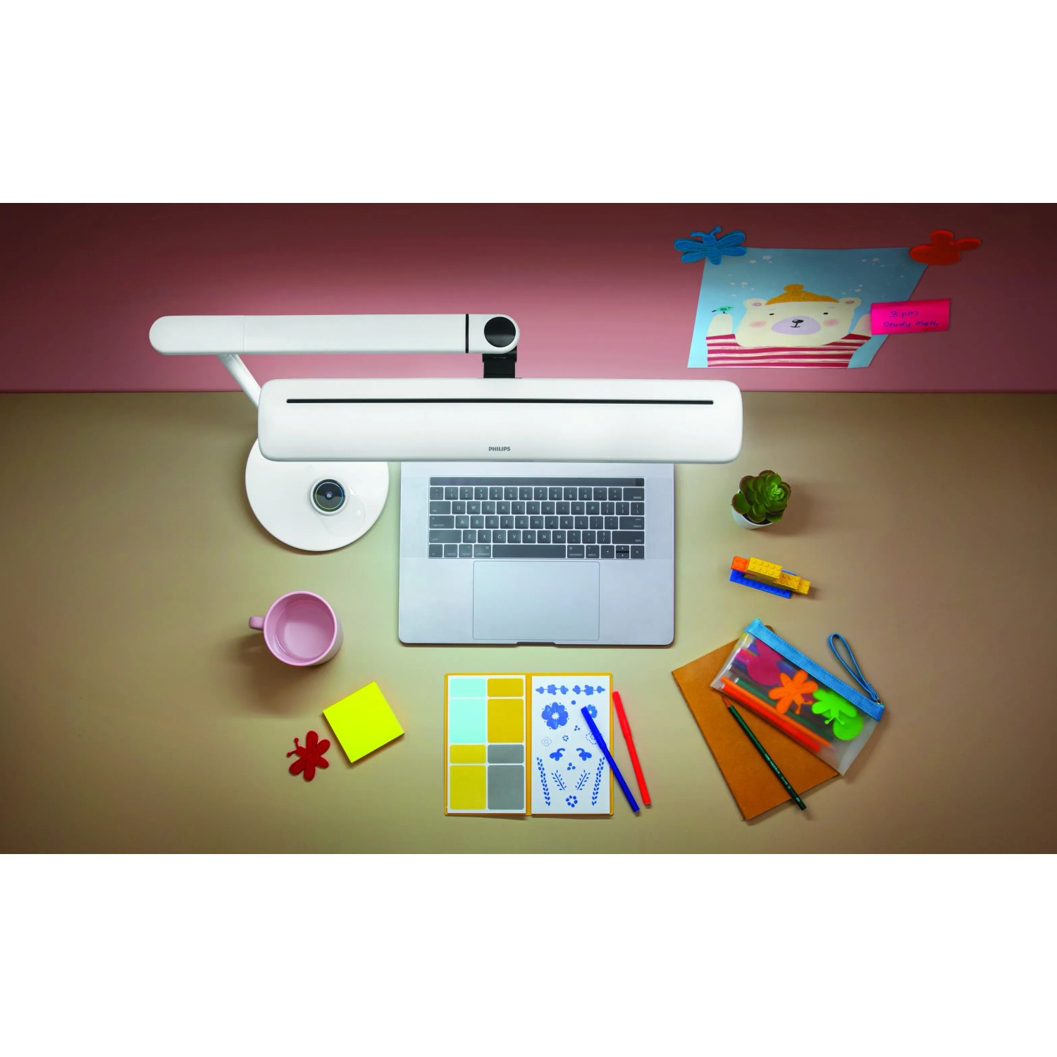 Philips VDTMate LED-Tischleuchte, 14W, weiß, mit Netzkabel. Schreibtischlampe für Homeoffice.