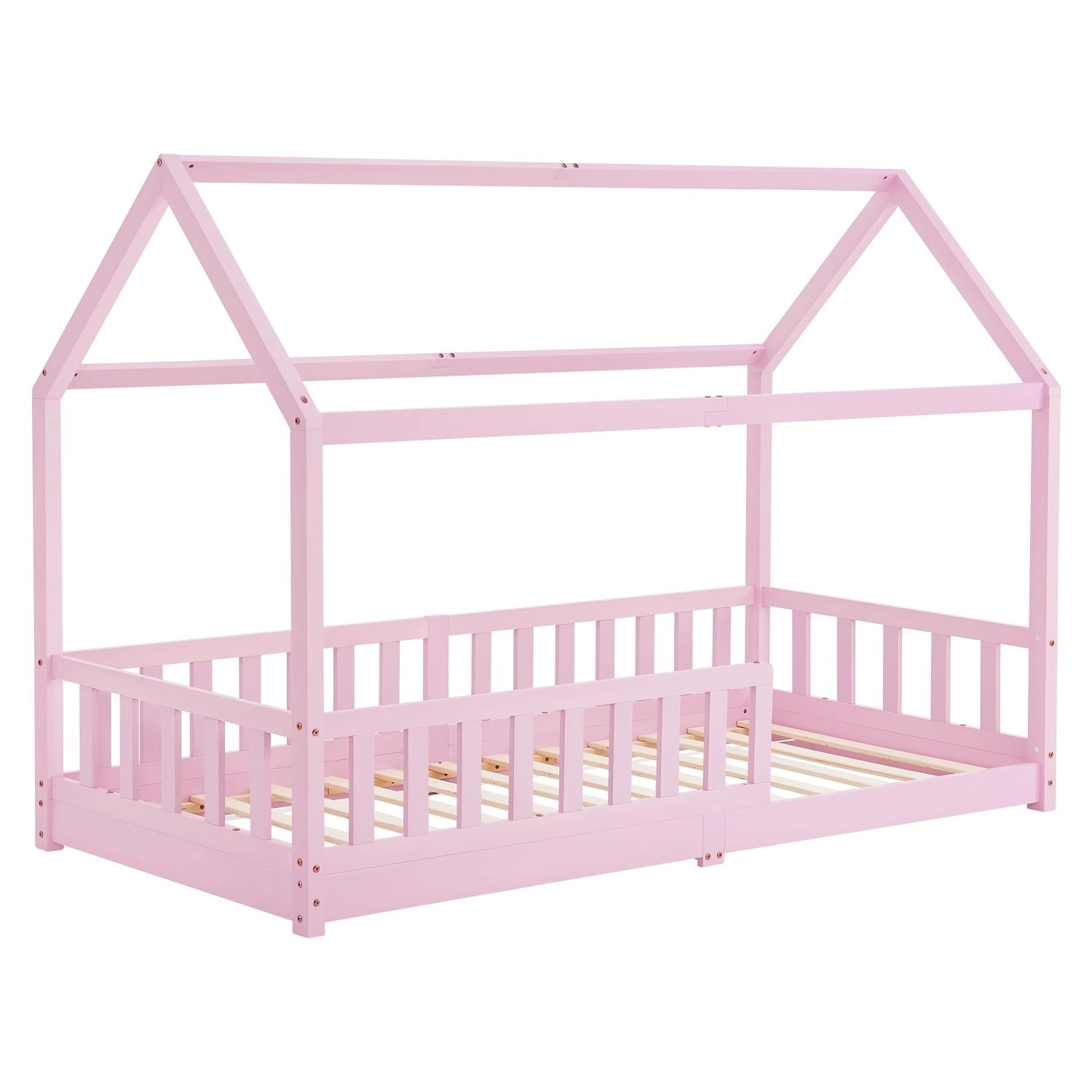 Juskys Kinderbett Marli 90 x 200 cm Rosa