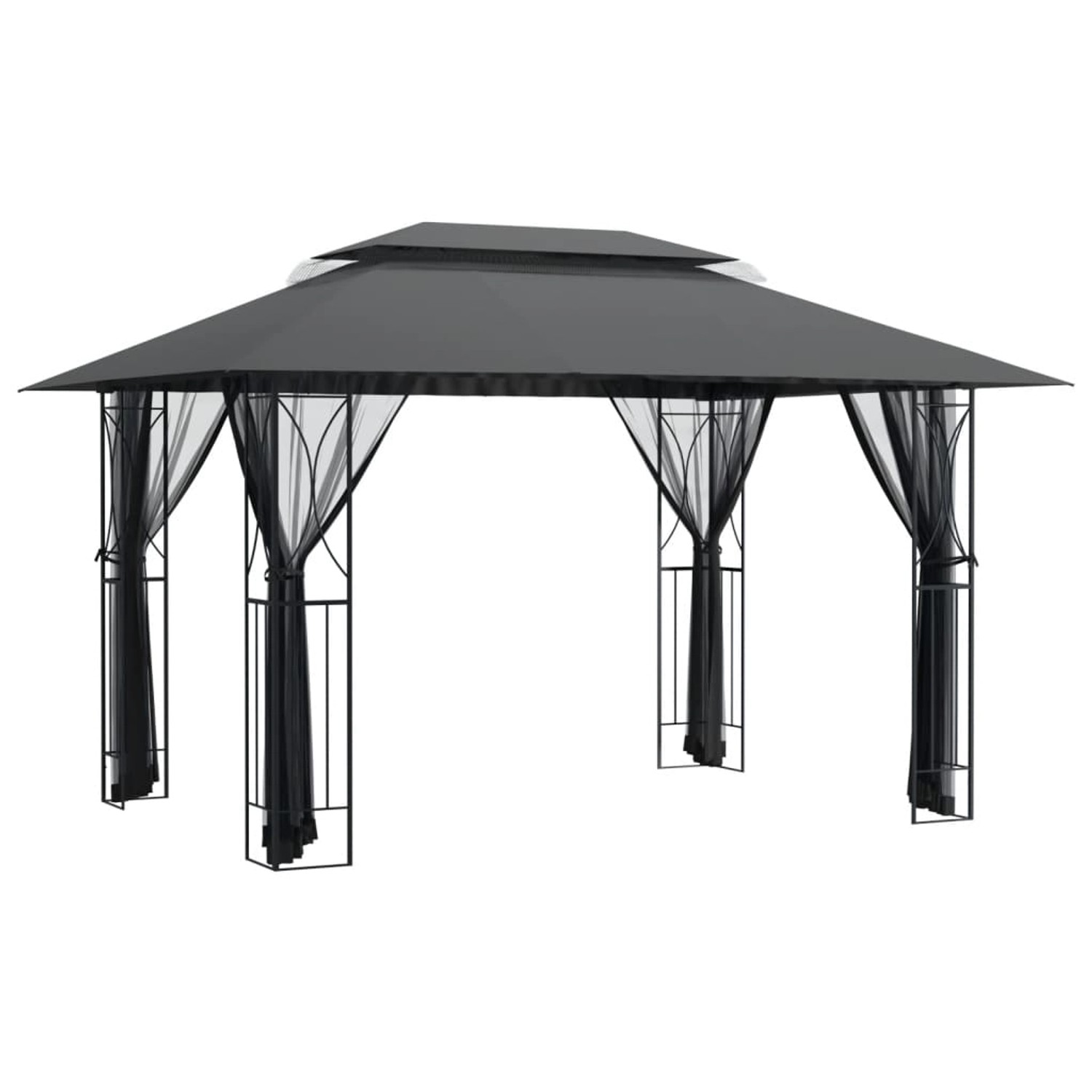 vidaXL Pavillon mit Seitenwänden Anthrazit 400x300x270 cm Stahl