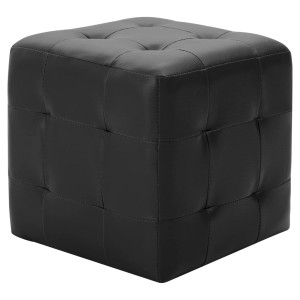 Schwarzer vidaXL Pouf (2 Stk.) aus Kunstleder, quadratischer Hocker.