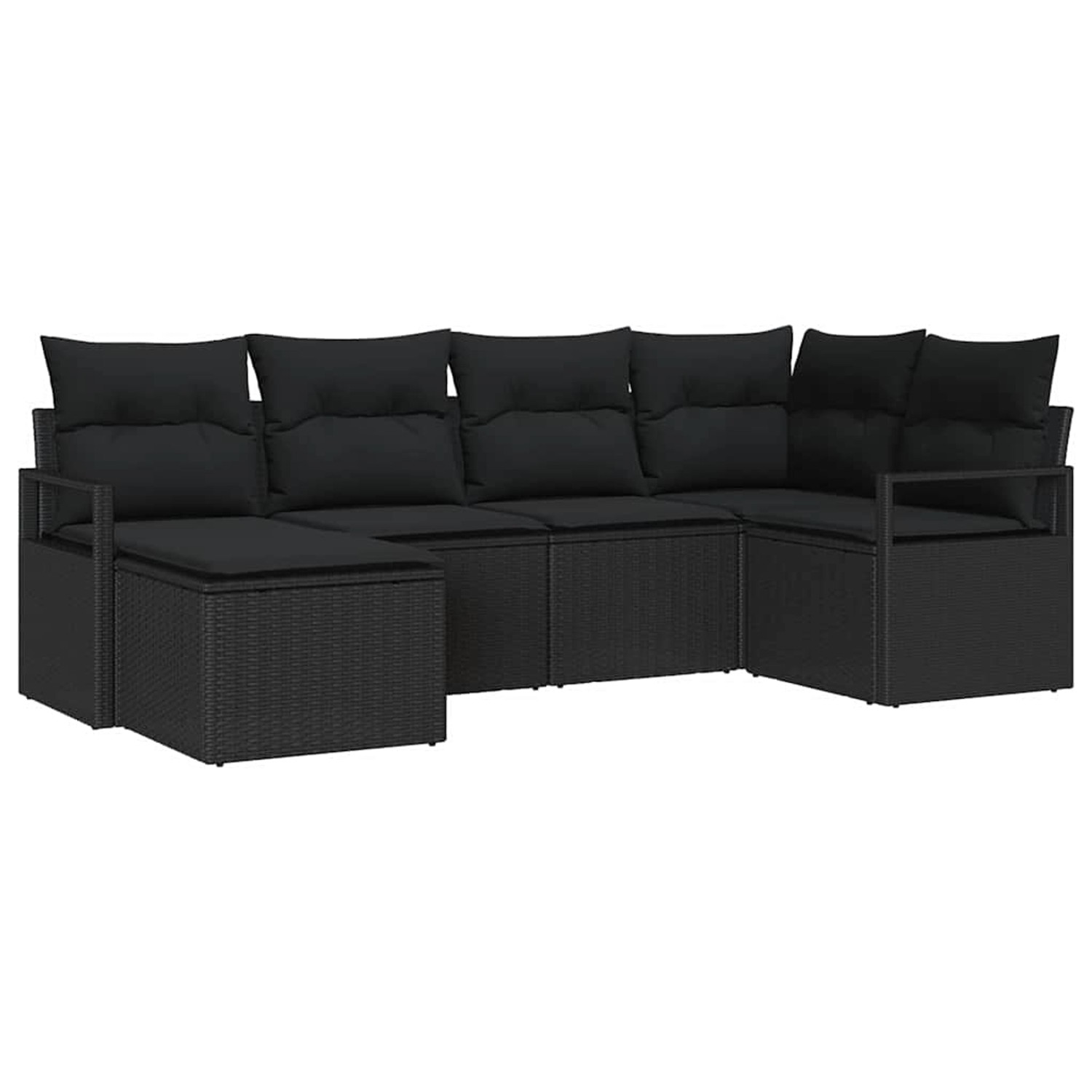 vidaXL 6-Teiliges Garten Sofa Set mit Kissen Schwarz Poly Rattan 3346453 günstig online kaufen