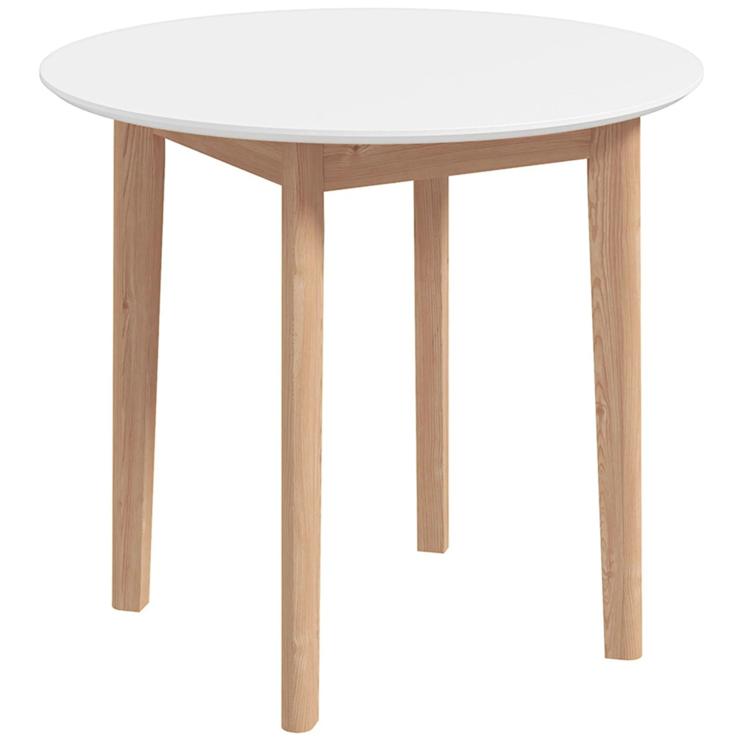 HOMCOM Esstisch Runder Tisch für 2 Personen mit Landhaus-Stil Massivholz (Küchentisch, 1-St., Holztisch), für Esszimmer, Küche, Ø75 x 76 cm, Weiß