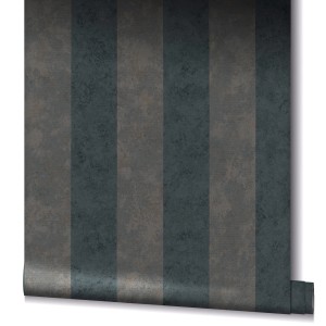 Marburg Vliestapete GZSZ mit Blockstreifen in Schwarz und Grau, Rollenansicht.