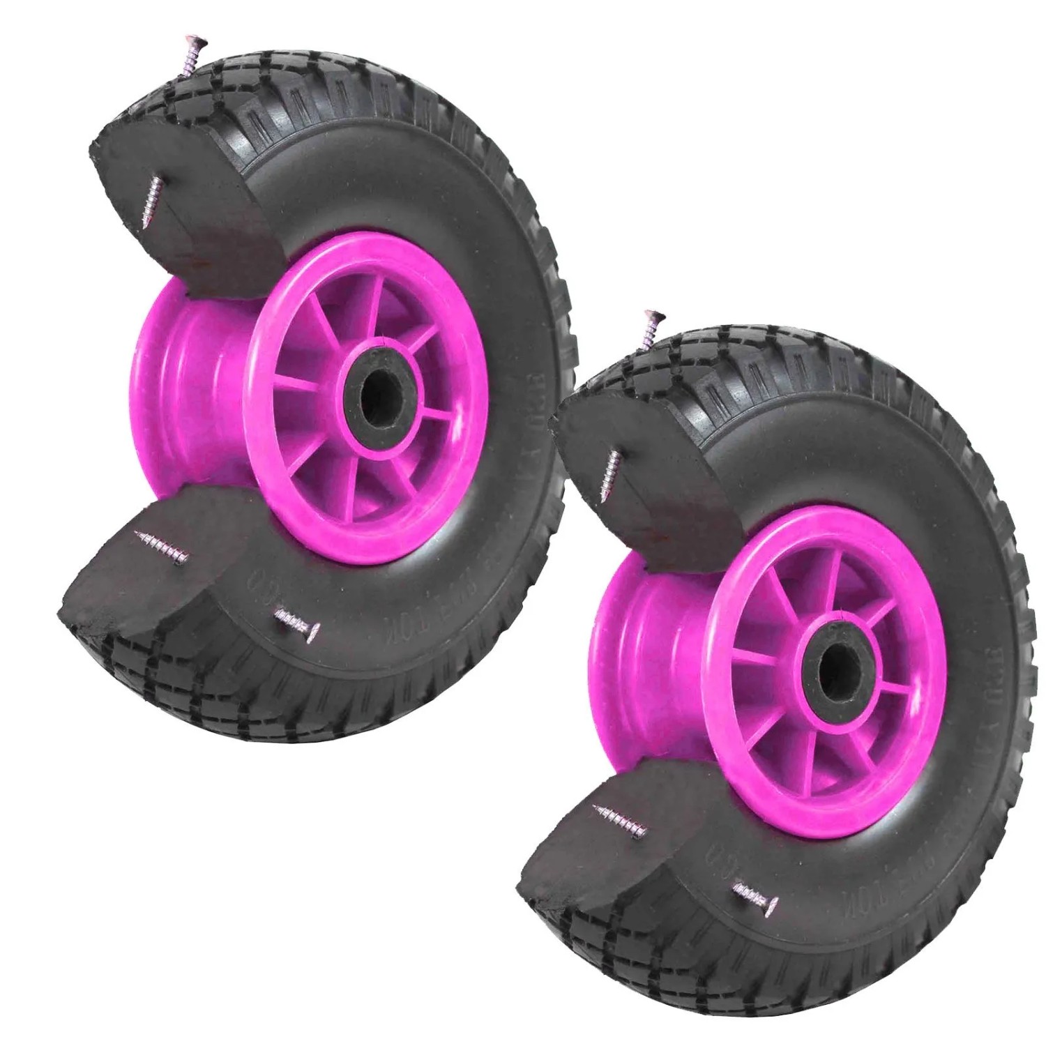 TRUTZHOLM 2x Sackkarrenrad PU Rad 260x85mm 3.00-4 75mm Zentrierte Nabe Durchmesser 20mm Pink