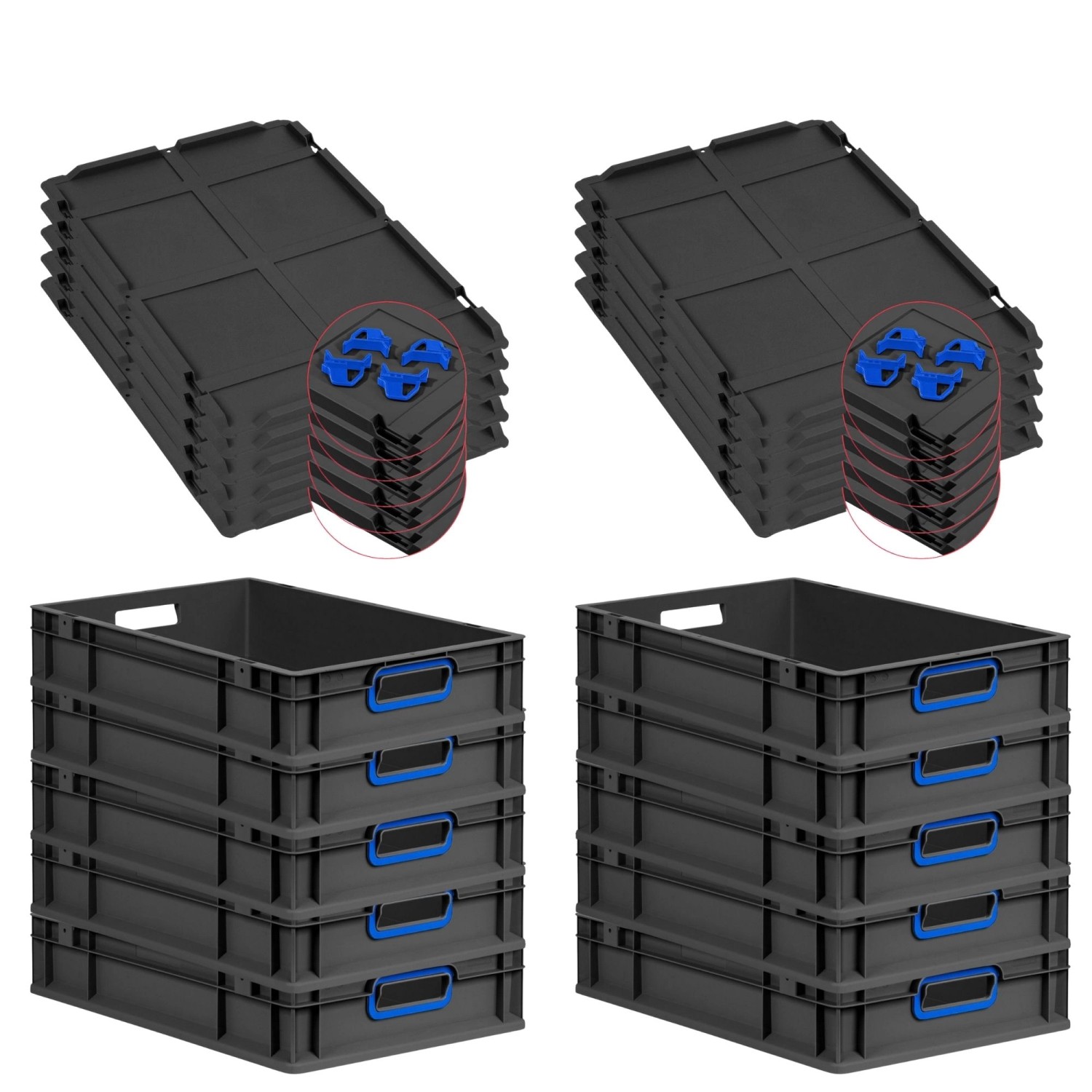 PROREGAL SparSet 10x Eurobox Nextgen Color Mit Auflagedeckel HxBxT 12x40x60 günstig online kaufen