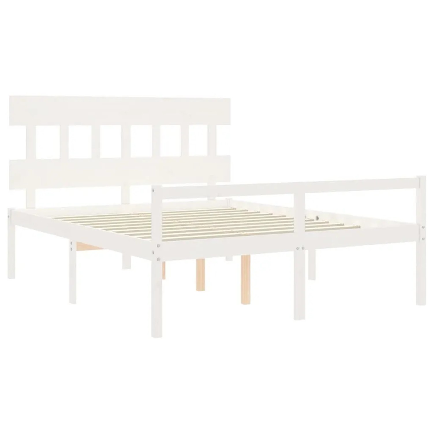 vidaXL Seniorenbett mit Kopfteil 160x200 cm Weiß Massivholz 3195427