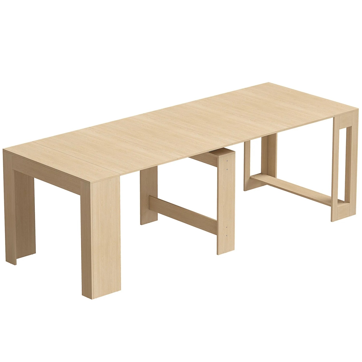 HOMCOM Extendable Dining Table Spanplatte Stahl 240L x 90B x 78H cm Braun