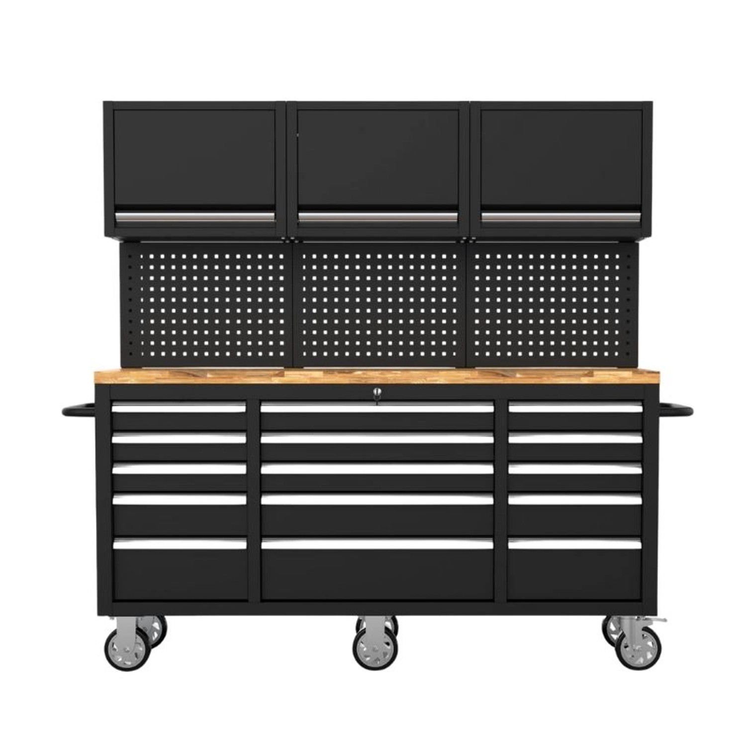 Galaflor Mobile Werkbank mit Lochwand Oberschränken und Arbeitsplatte 183 c günstig online kaufen