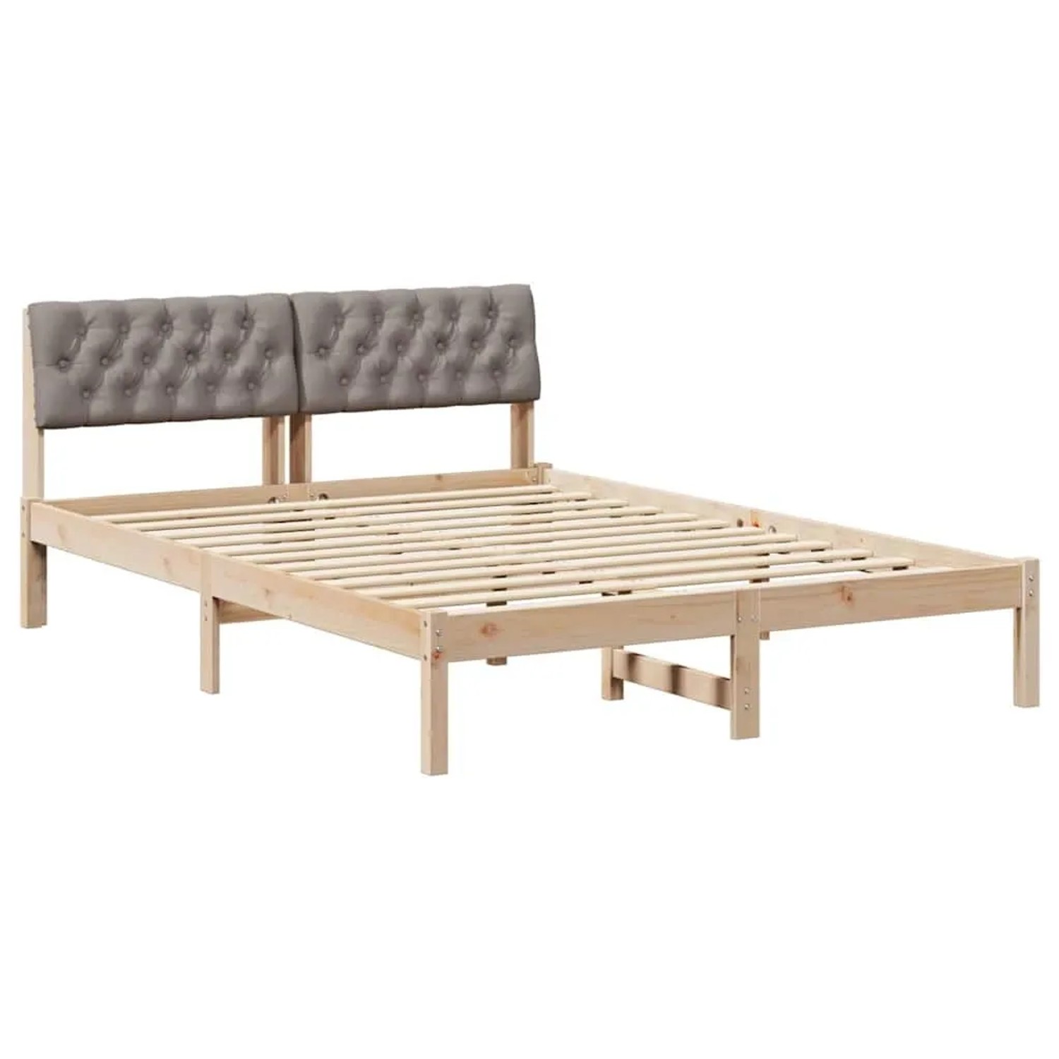 vidaXL Bettgestell Braun und Taupe 140 x 190 cm Massivholz Kiefer 878617 günstig online kaufen