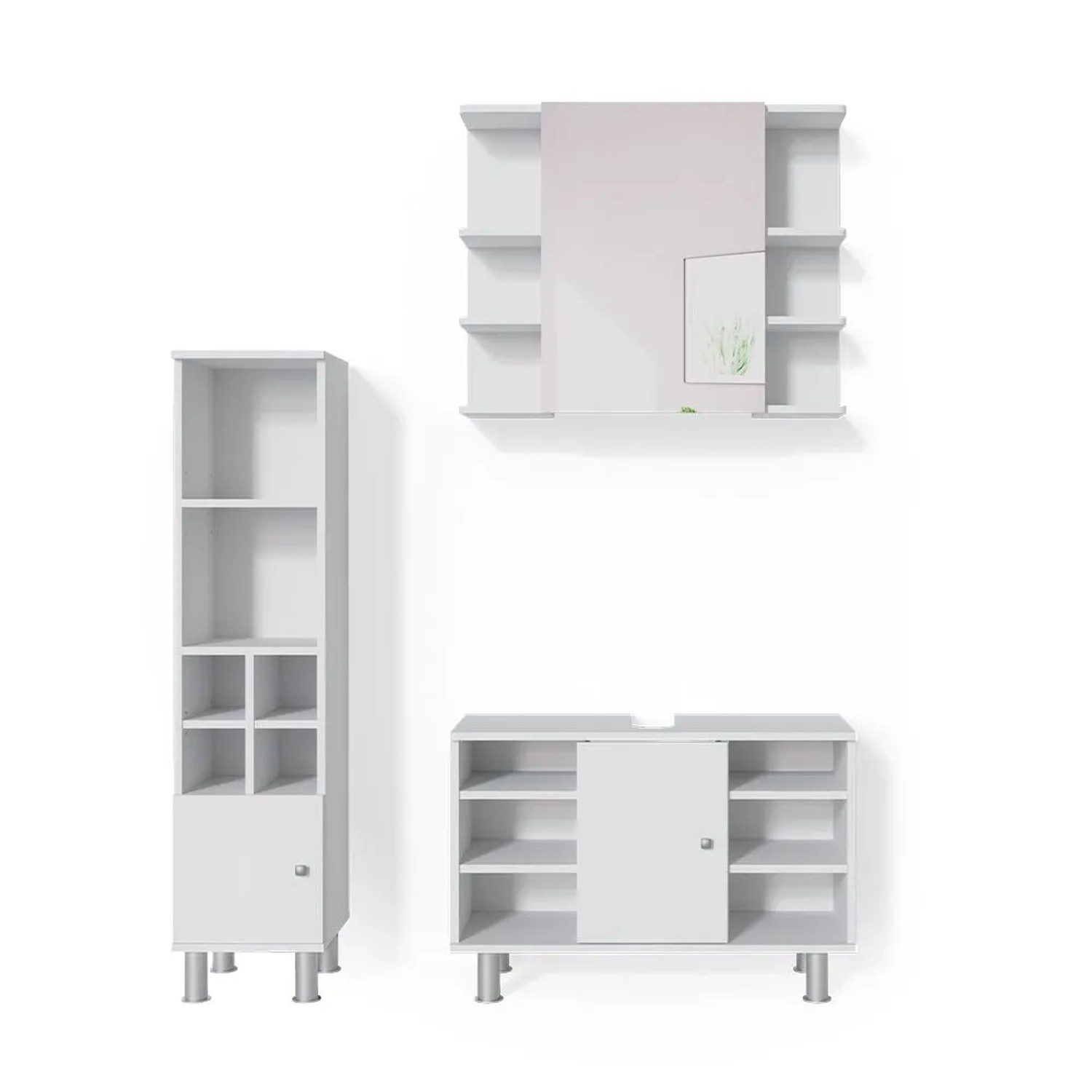 Vicco Badmöbel-Set Fynn Weiß 80 x 54 3-teilig
