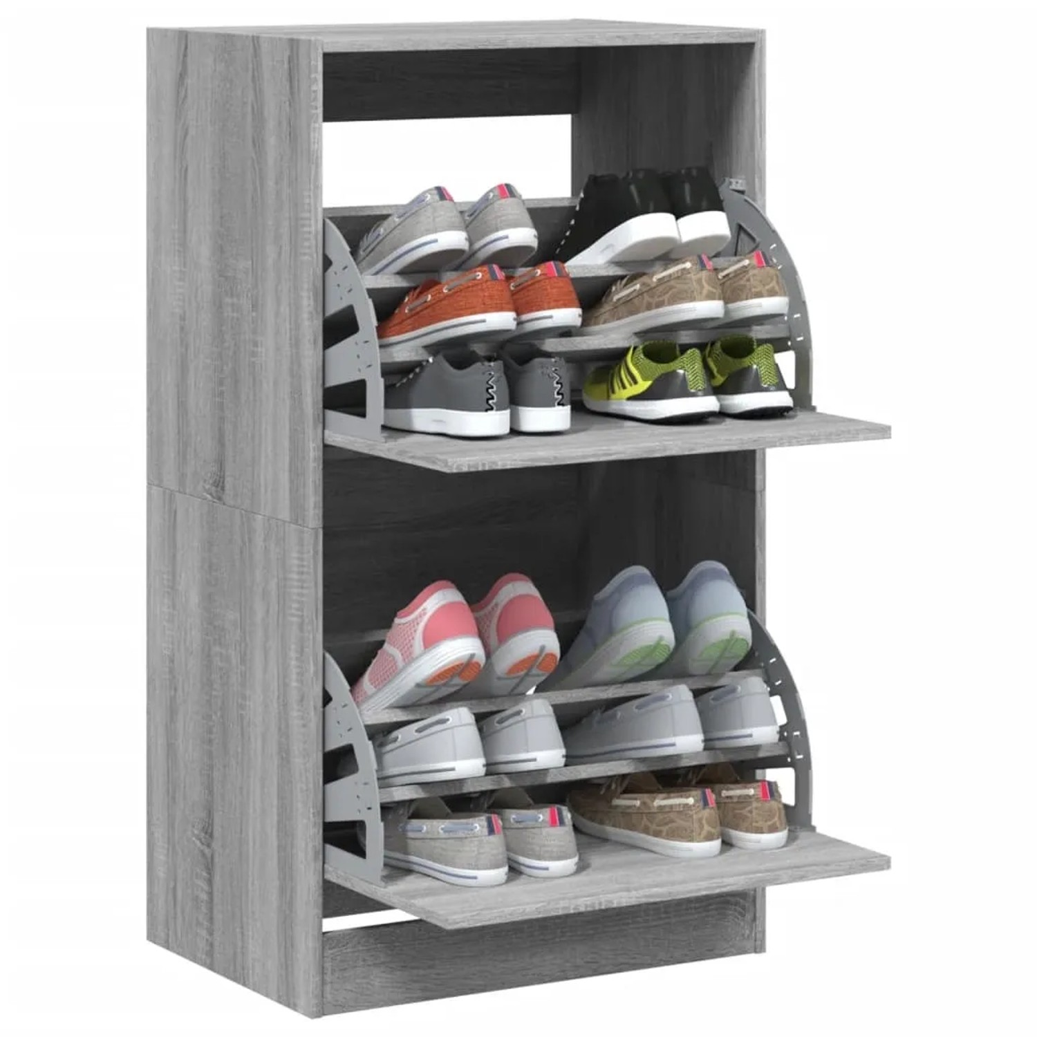 vidaXL Schuhschrank mit 2 Klappen Grau Sonoma 60x42x108 cm 3214390_4
