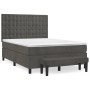 Dunkelgraues vidaXL Boxspringbett 140x190 cm mit Matratze und Bank aus Samt.