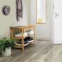 Songmics Schuhregal mit Sitzbank aus Bambus, Naturfarben, mit drei Ablagen für Schuhe im Flur.