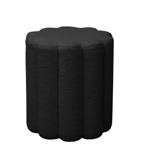 Schwarzer Svita Dahlia Hocker/Pouf mit Teddybouclé-Bezug, modernes Design.