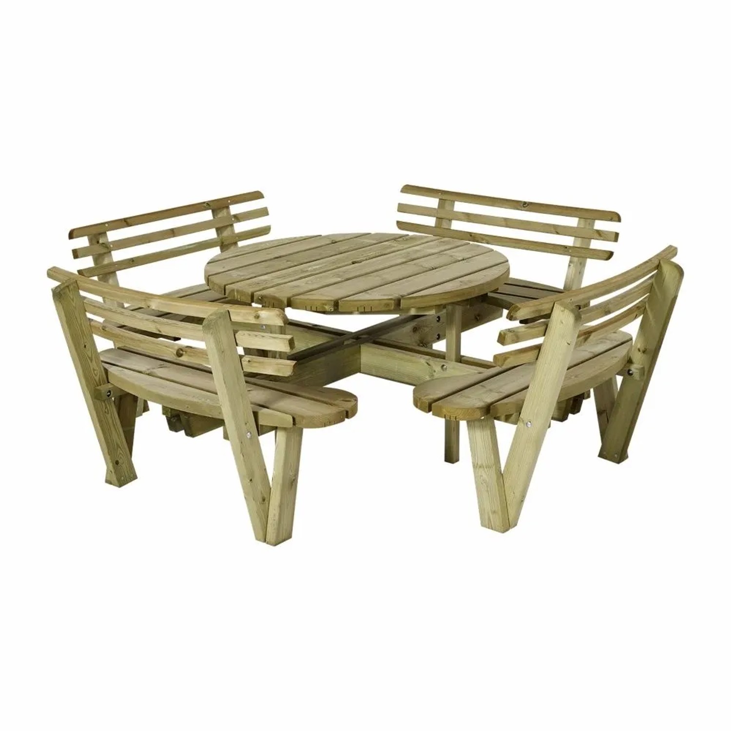 PLUS Gartenmöbel Sitzgruppe Rund 237 cm Druckimprägniert Holz mit Rückenlehne