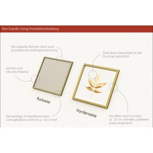 Pro Art Bild Framed Art Golden Leaf I, 30x30 cm, mit goldenem Rahmen und Blattmotiv.