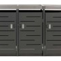MCW 3er-Mülltonnenverkleidung H40 in Anthrazit. Robuste Stahlbox mit 3 abschließbaren Fächern und Pflanzkasten.