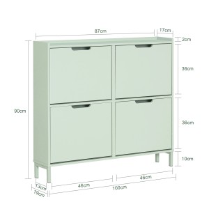 Grüner SoBuy Schuhkipper FSR100-GR mit 4 Klappen für ca. 8 Paar Schuhe.