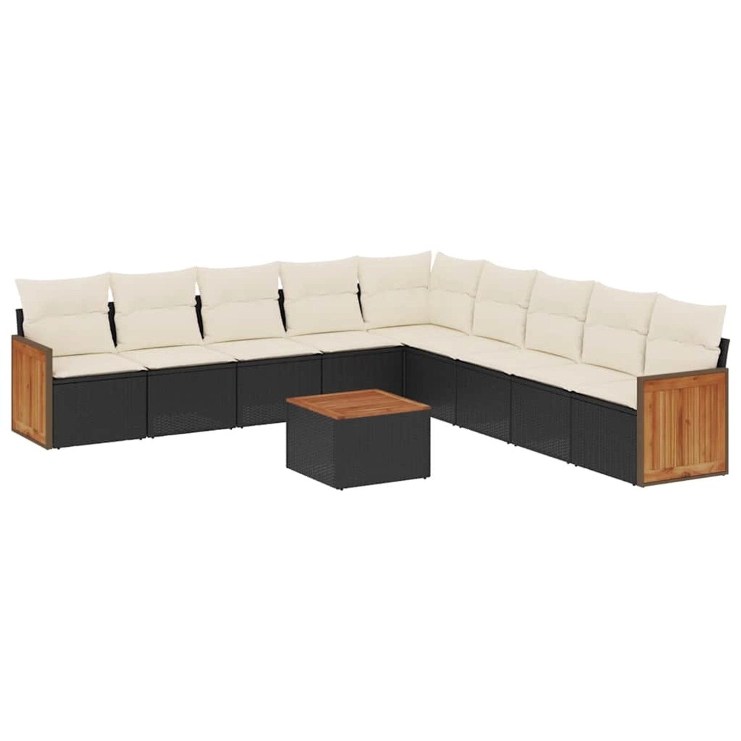vidaXL 10-Tlg Garten-Sofagarnitur mit Kissen Schwarz Poly Rattan 3260145 günstig online kaufen