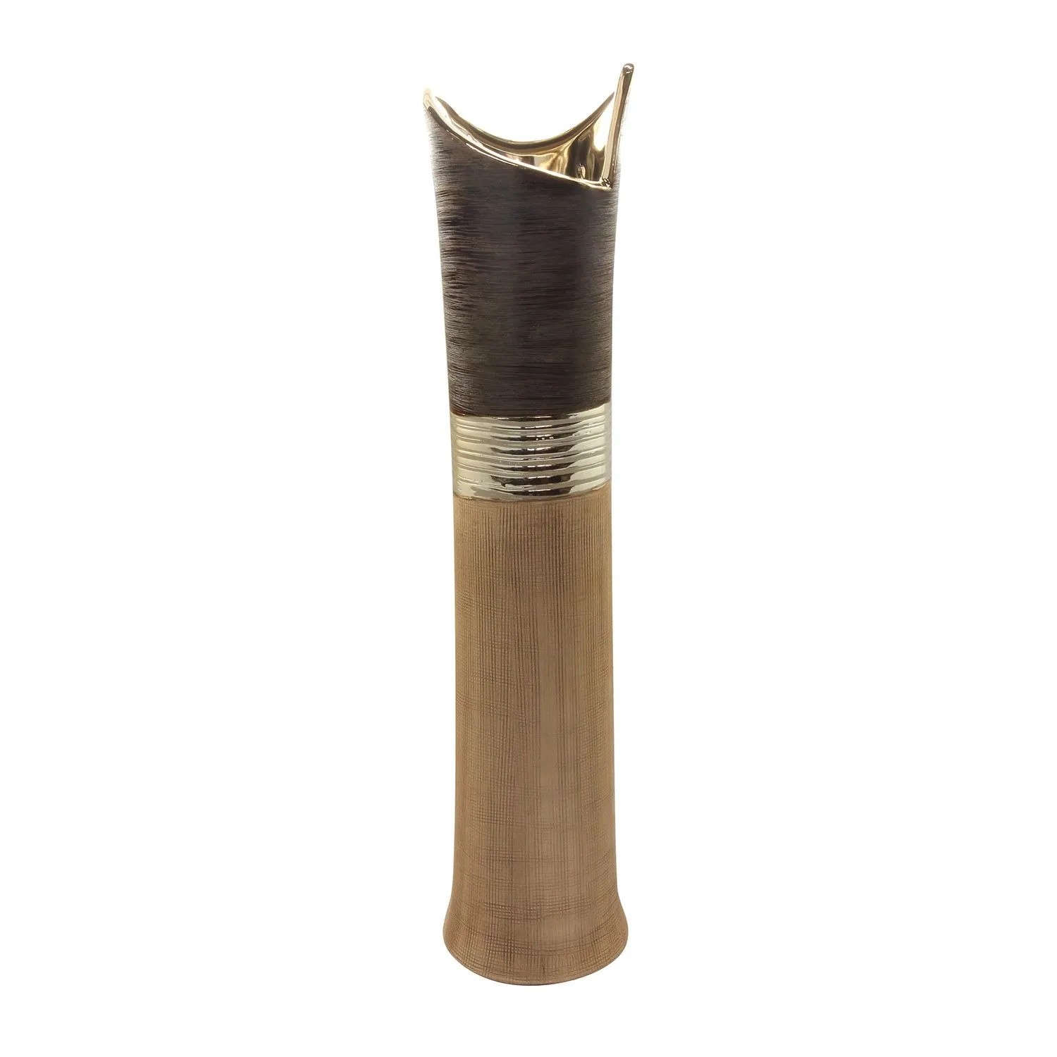 Gilde Bodenvase Bradora Beige Braun 60 cm x 13 cm