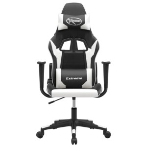vidaXL Gaming-Stuhl mit Massagefunktion Schwarz und Weiß Kunstleder 345450