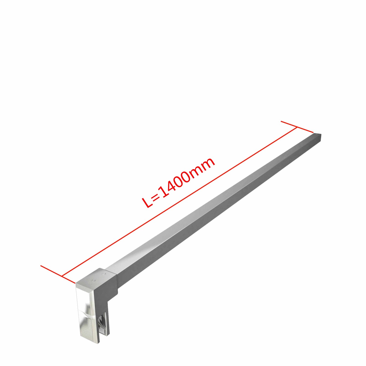 AICA Stabilisator für Walk-In Duschwand, 140 cm, Chrom glänzend.