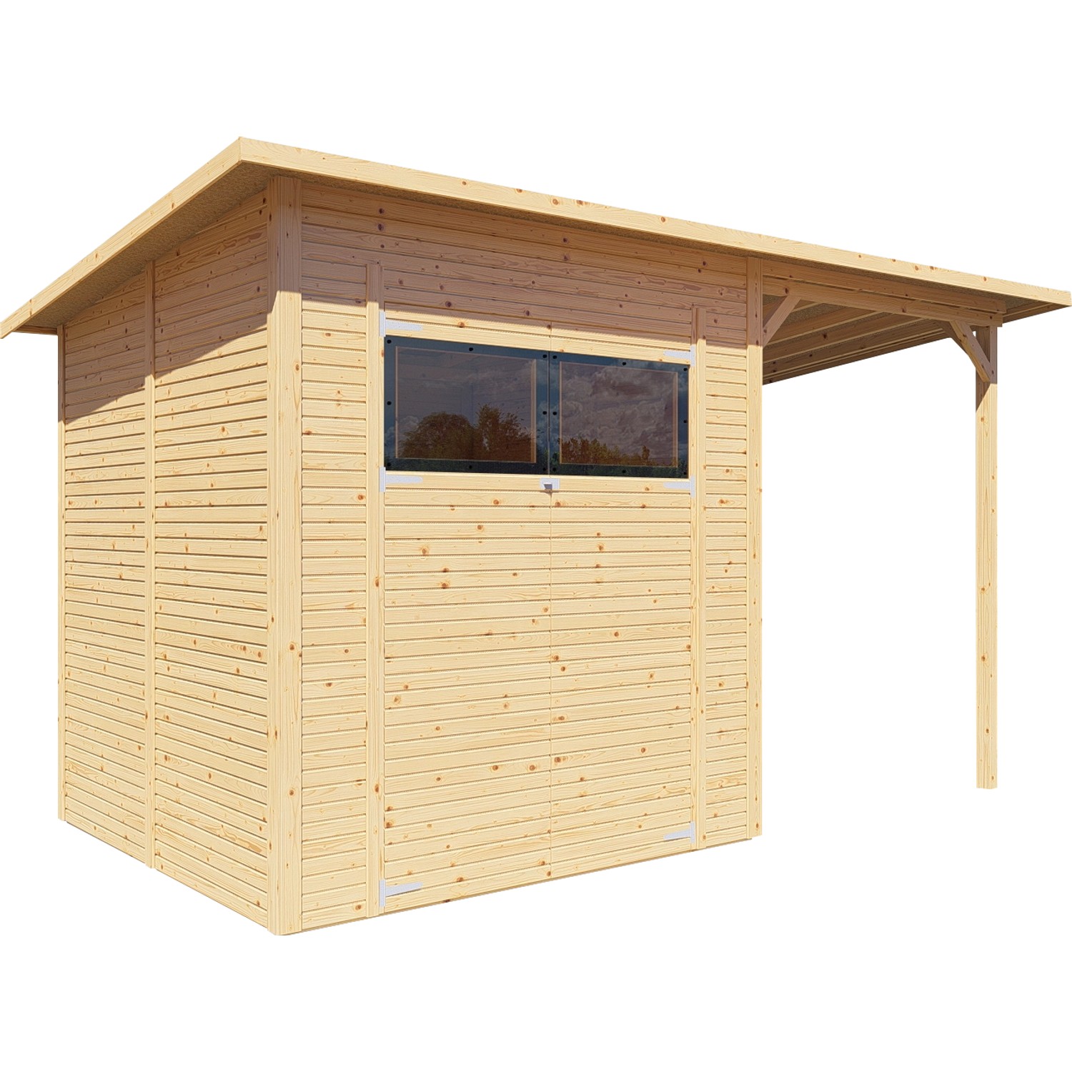 Bertilo Gerätehaus Pent Modern 3 Plus Natur 371 cm x 202 cm FSC®