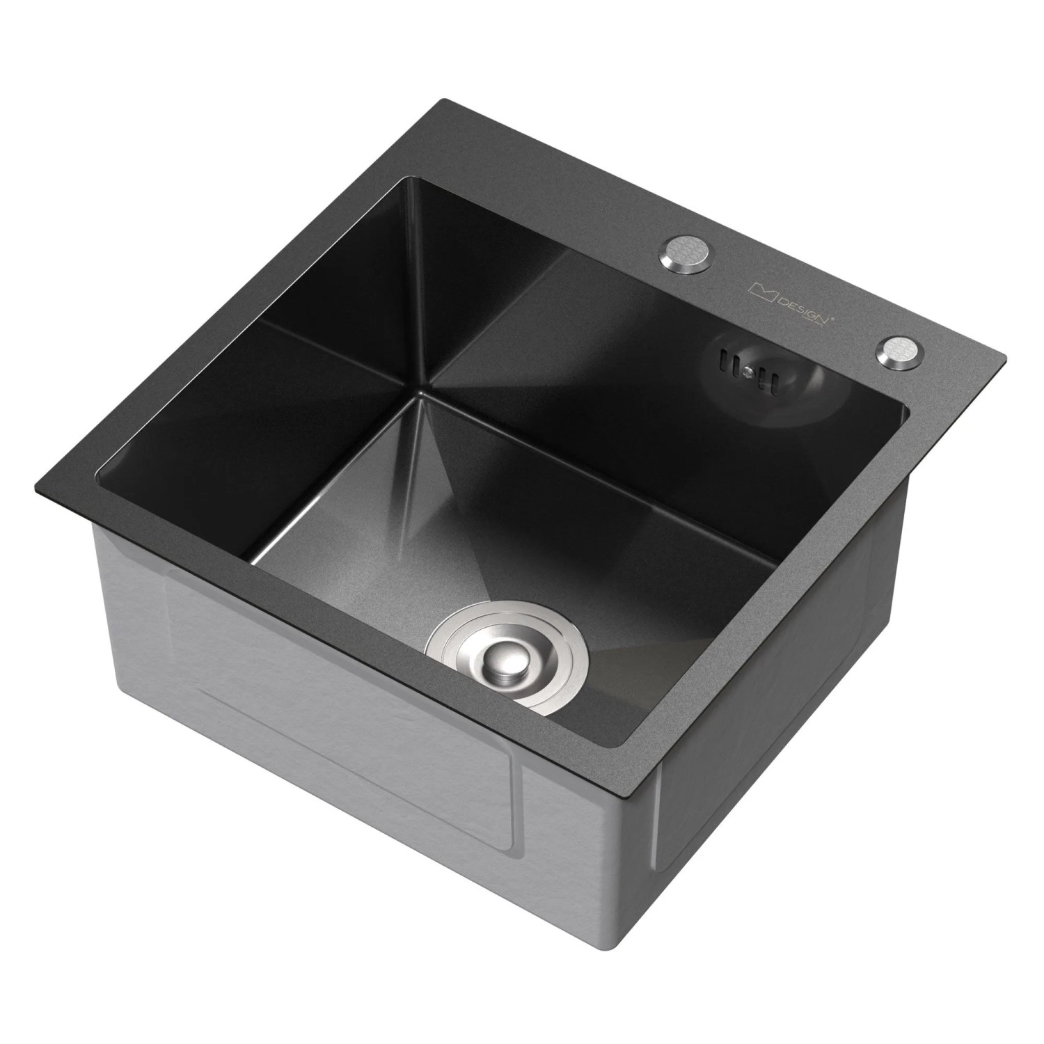 ML-Design Spülbecken Edelstahl Anthrazit 45x45 cm mit Siphon & Spender