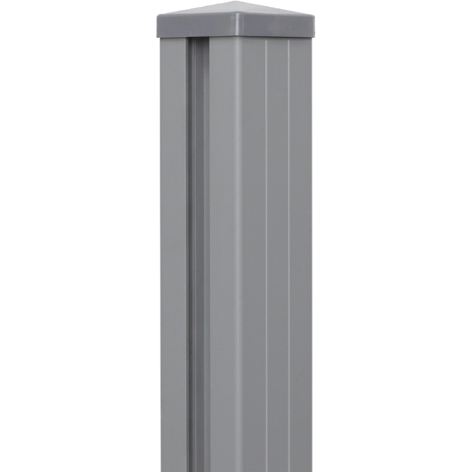 GroJaLumino Pfosten Silbergrau 7x7x300 cm inkl. Kappe z. Aufdübeln/Einbetonieren