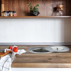 Relaxdays Einbauabfalleimer Edelstahl mit Deckel Silber 8 l 25 cm x 27 cm