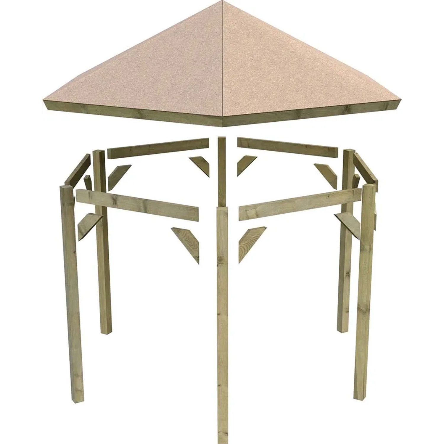 Karibu Pavillon Alicante Set, kesseldruckimprägniert, mit schwarzen Schindeln. Holzkonstruktion.