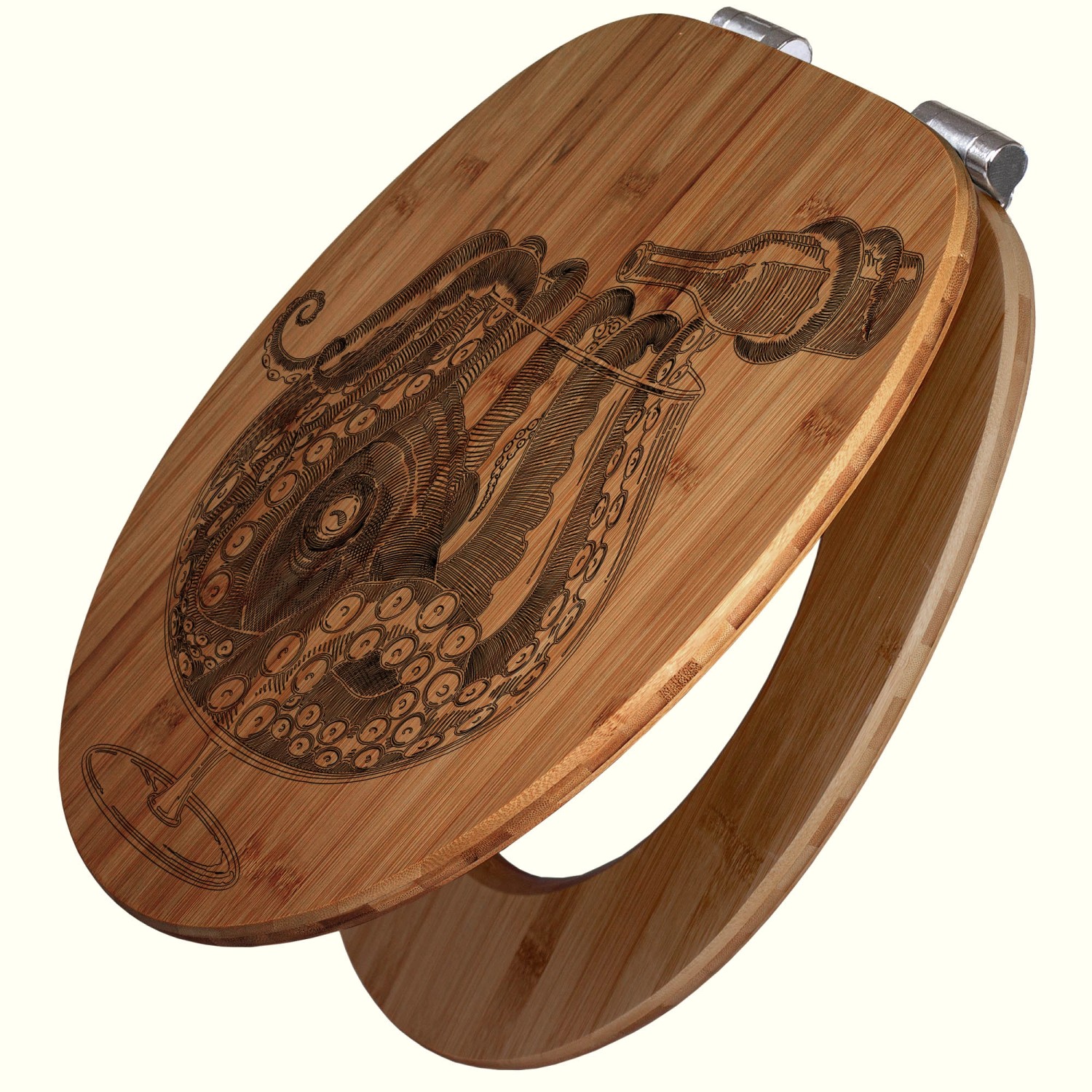 Banjado WC Sitz Bambus Holz Mit Gravur Toilettendeckel Mit Absenkautomatik günstig online kaufen
