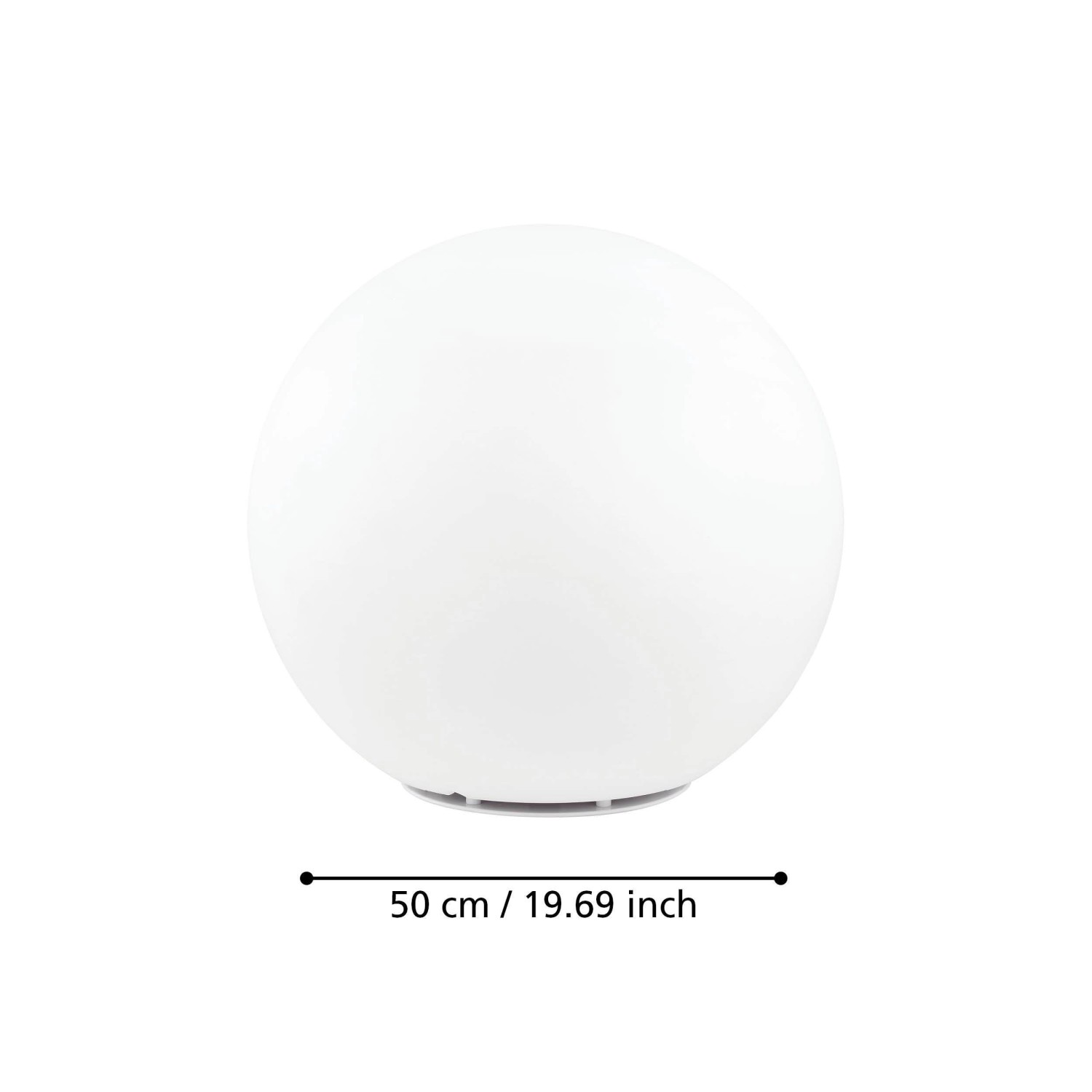 Weiße Eglo Monterolo Außen-Kugelleuchte, 50 cm Durchmesser, für dekorative Außenbeleuchtung.