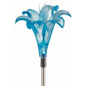Blaue LED-Solarleuchte Dolce Lilie für den Garten, aus Metall und Kunststoff.