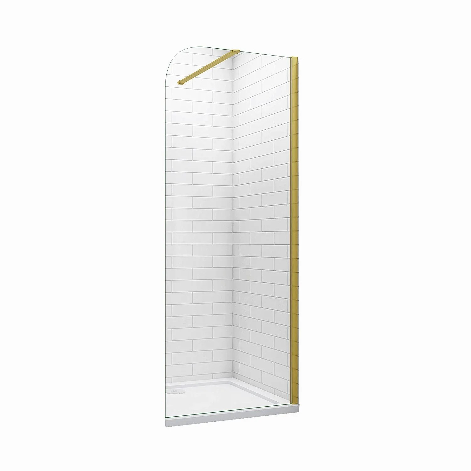 Duschparadies Walk In Duschen 140 x 200cm Duschabtrennung 8mm Nano Glas Gerundet Seitenwand Goldrahmen