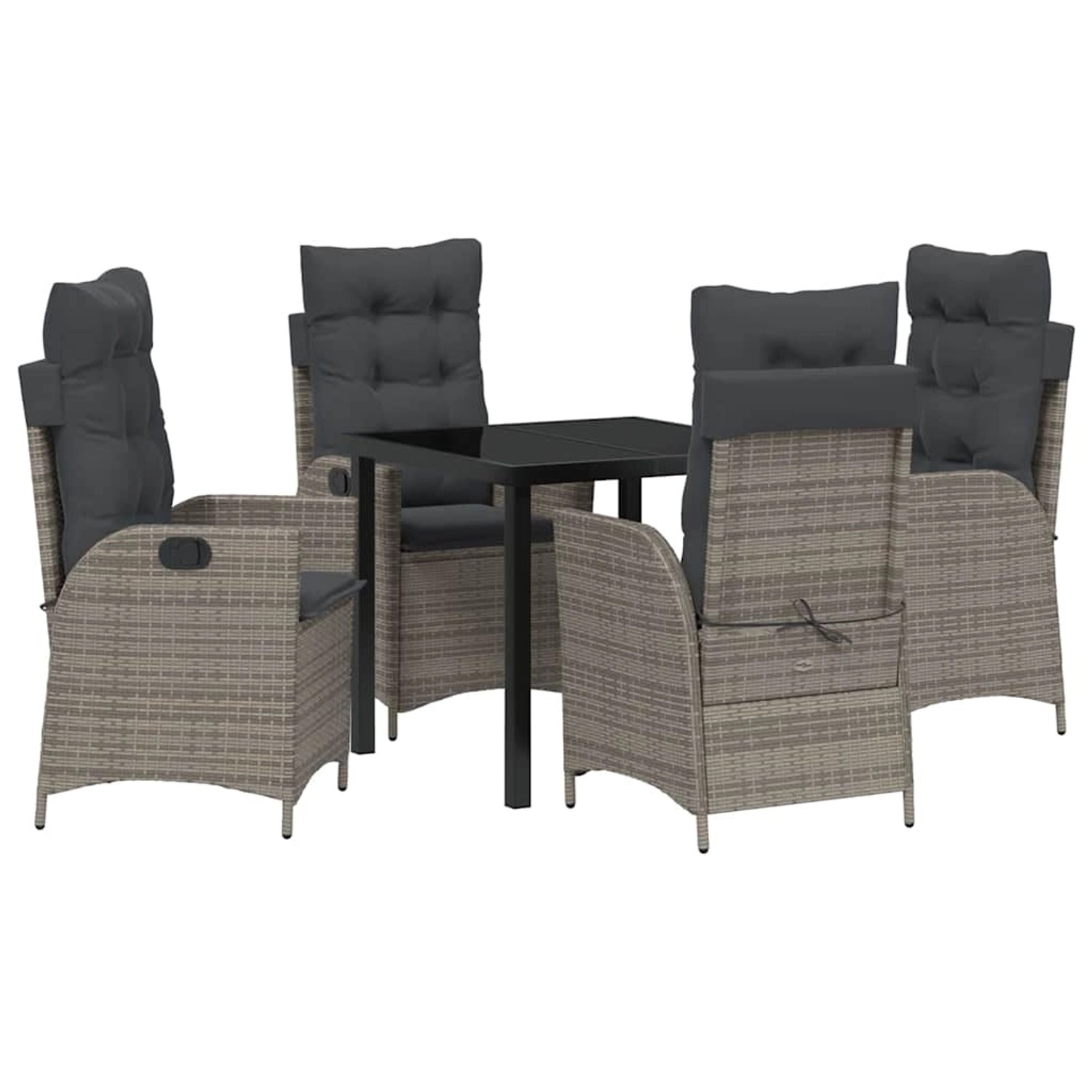 vidaXL Garten Essgruppe 5-Tlg Grau Poly Rattan 3380499 günstig online kaufen