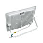 Weißer LUXULA LED Strahler 100W mit Haltebügel, Rückansicht. Ideal als robuster Baustrahler und Flutlicht.