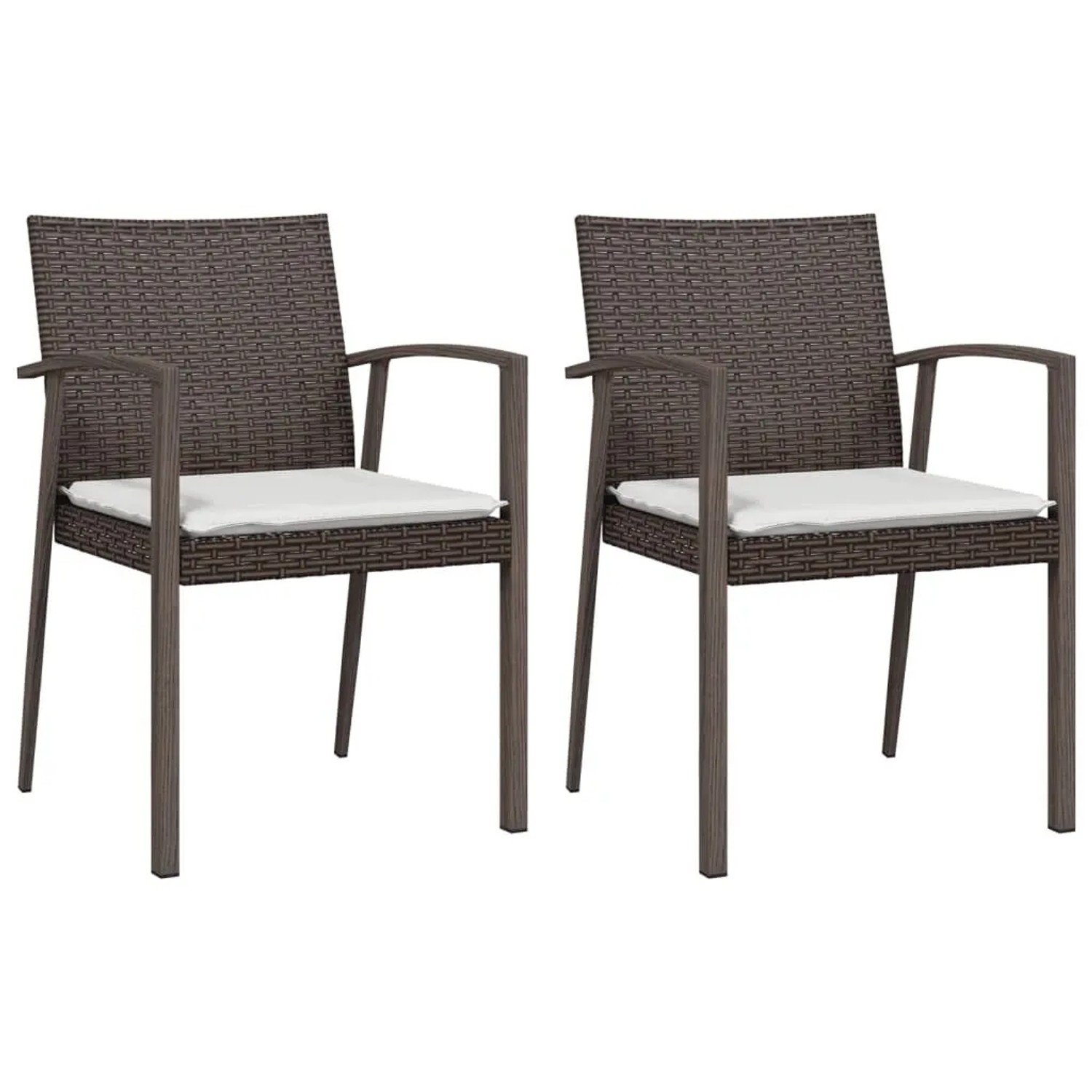 vidaXL Gartenstühle mit Kissen 2 Stk Braun 56,5x57x83 cm Poly Rattan 364095 günstig online kaufen