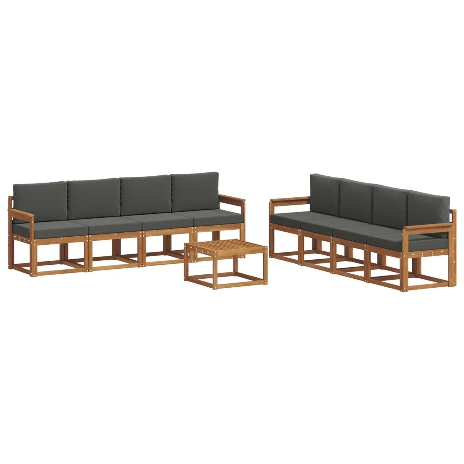 vidaXL Outdoor-Sofagarnitur mit Kissen 9 Stk Natur und Anthrazit 3366175