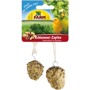 JR Farm Schlemmer-Zapfen für Wellensittiche & Kanarien, 2 Stück, mit Saaten und Gemüse.
