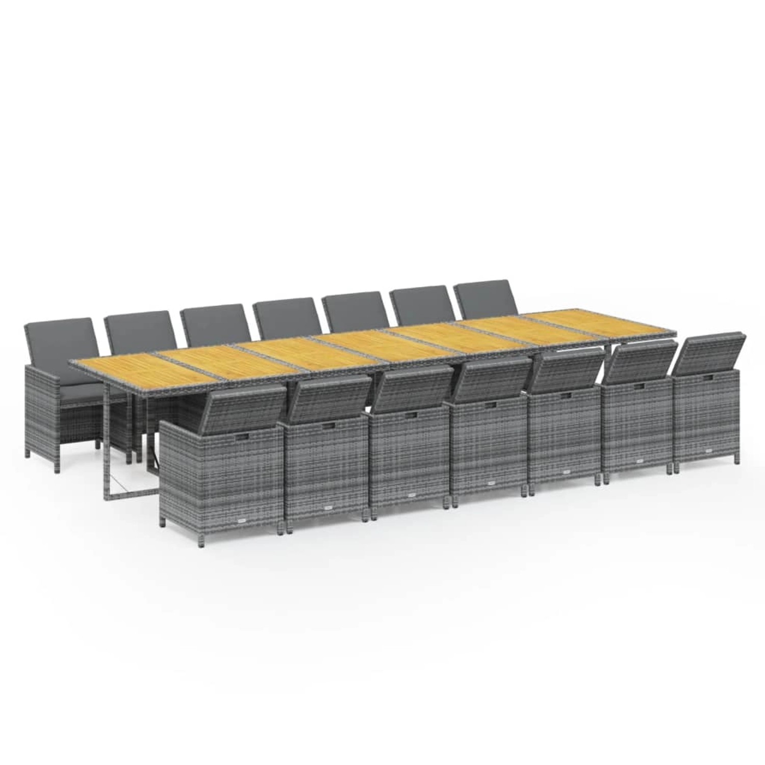 vidaXL 15-Tlg Garten-Essgruppe mit Kissen Grau Poly Rattan 3095659 günstig online kaufen