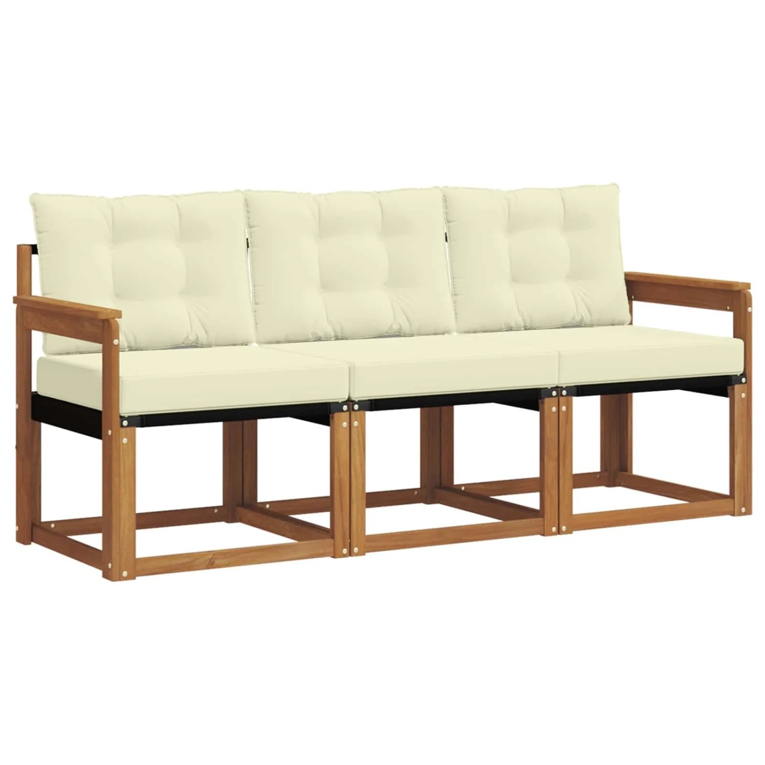 vidaXL Outdoor-Sofagarnitur mit Kissen 3-Tlg Natur und Creme 3368345