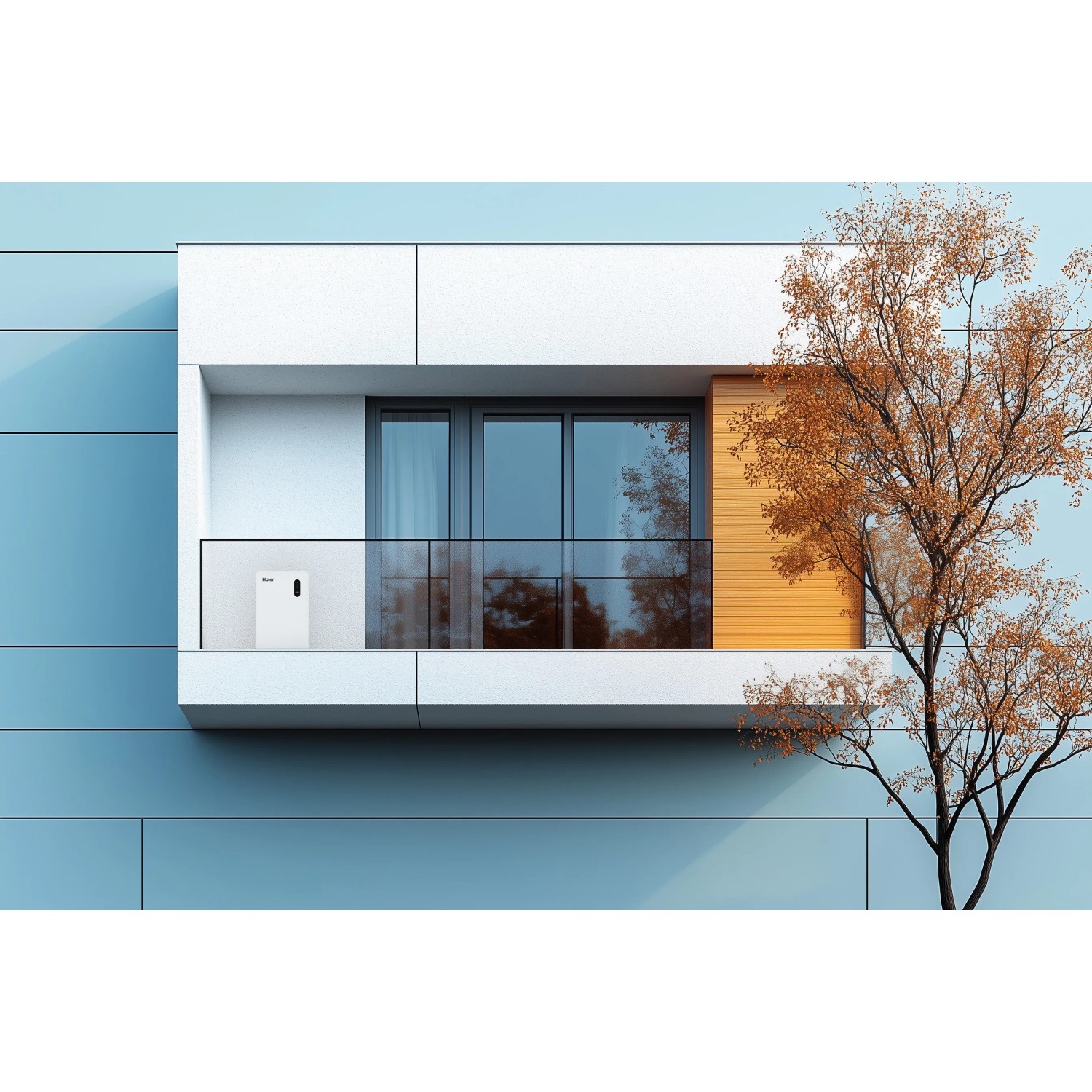 Haier Gloria HPS-2.5-800 Energiespeicher auf Balkon, All-in-One Lösung für Balkonkraftwerke.