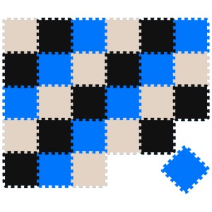 LittleTom Puzzlematte, 27-teilig, schwarz, beige, dunkelblau. Weiche Spielmatte für Babys und Kinder.